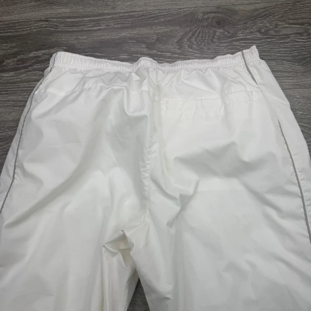 Vintage Nike Track Pants Mens Large White Baggy Ankle Zip Side Swoosh 90s Y2K